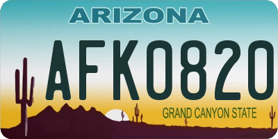 AZ license plate AFK0820