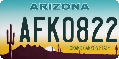 AZ license plate AFK0822