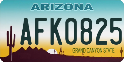AZ license plate AFK0825