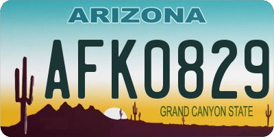AZ license plate AFK0829