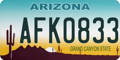 AZ license plate AFK0833
