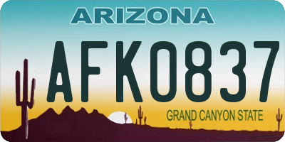 AZ license plate AFK0837