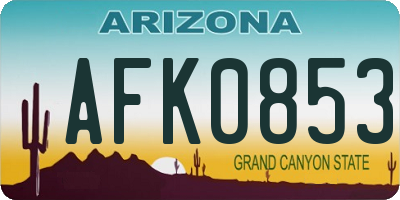 AZ license plate AFK0853