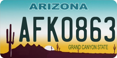 AZ license plate AFK0863