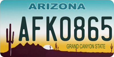 AZ license plate AFK0865