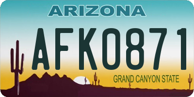 AZ license plate AFK0871