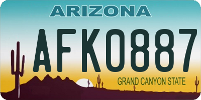 AZ license plate AFK0887