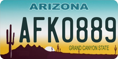 AZ license plate AFK0889