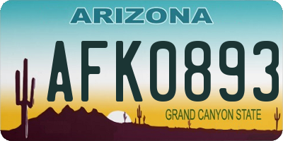AZ license plate AFK0893