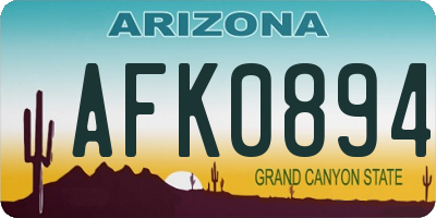 AZ license plate AFK0894
