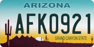 AZ license plate AFK0921