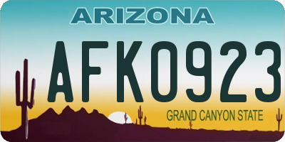 AZ license plate AFK0923