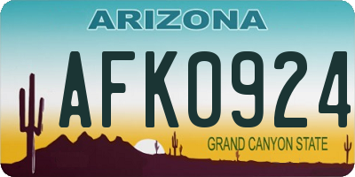 AZ license plate AFK0924