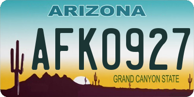 AZ license plate AFK0927
