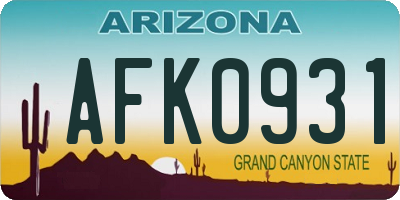 AZ license plate AFK0931