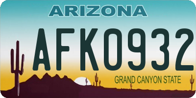 AZ license plate AFK0932