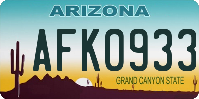 AZ license plate AFK0933