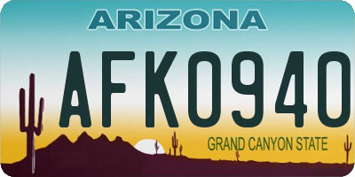 AZ license plate AFK0940