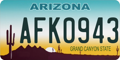 AZ license plate AFK0943