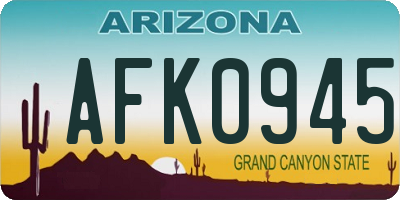AZ license plate AFK0945