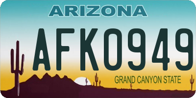 AZ license plate AFK0949
