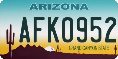 AZ license plate AFK0952
