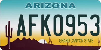 AZ license plate AFK0953