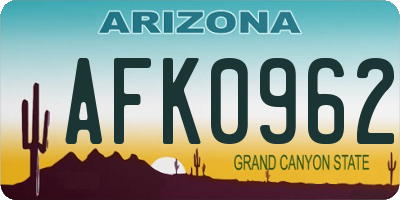 AZ license plate AFK0962