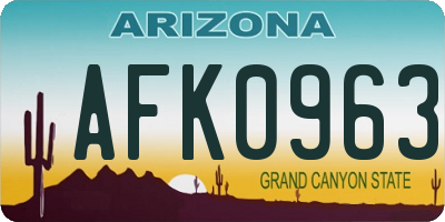 AZ license plate AFK0963