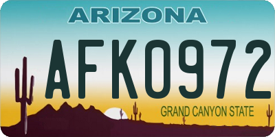 AZ license plate AFK0972