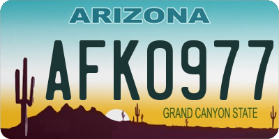AZ license plate AFK0977