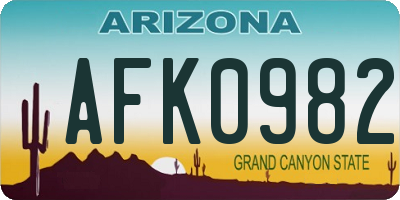 AZ license plate AFK0982