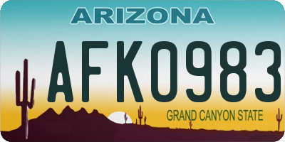 AZ license plate AFK0983