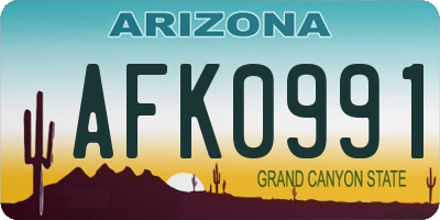 AZ license plate AFK0991