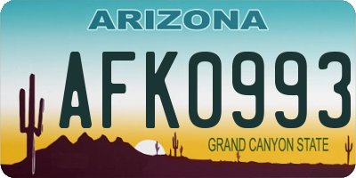 AZ license plate AFK0993