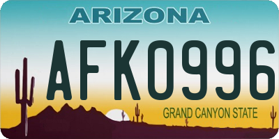 AZ license plate AFK0996