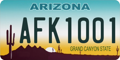 AZ license plate AFK1001