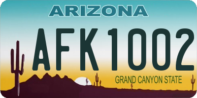 AZ license plate AFK1002