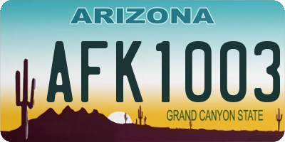 AZ license plate AFK1003