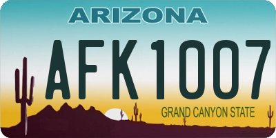 AZ license plate AFK1007