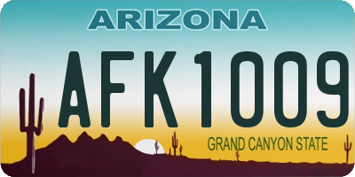 AZ license plate AFK1009