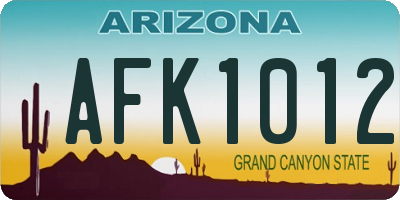 AZ license plate AFK1012