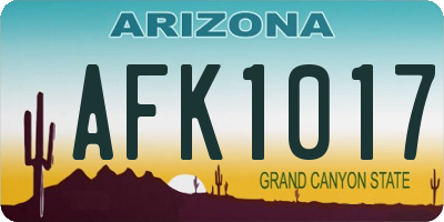 AZ license plate AFK1017