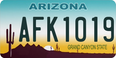 AZ license plate AFK1019