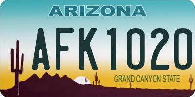 AZ license plate AFK1020