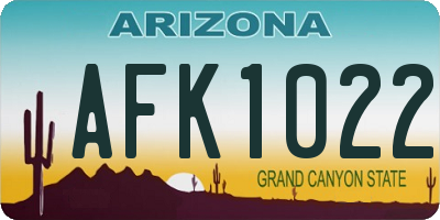 AZ license plate AFK1022