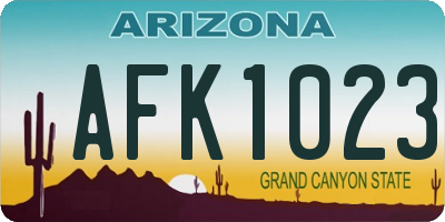AZ license plate AFK1023