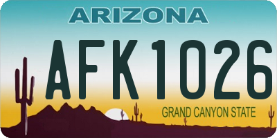 AZ license plate AFK1026