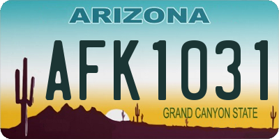 AZ license plate AFK1031