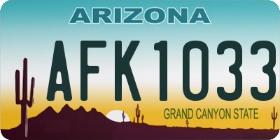 AZ license plate AFK1033